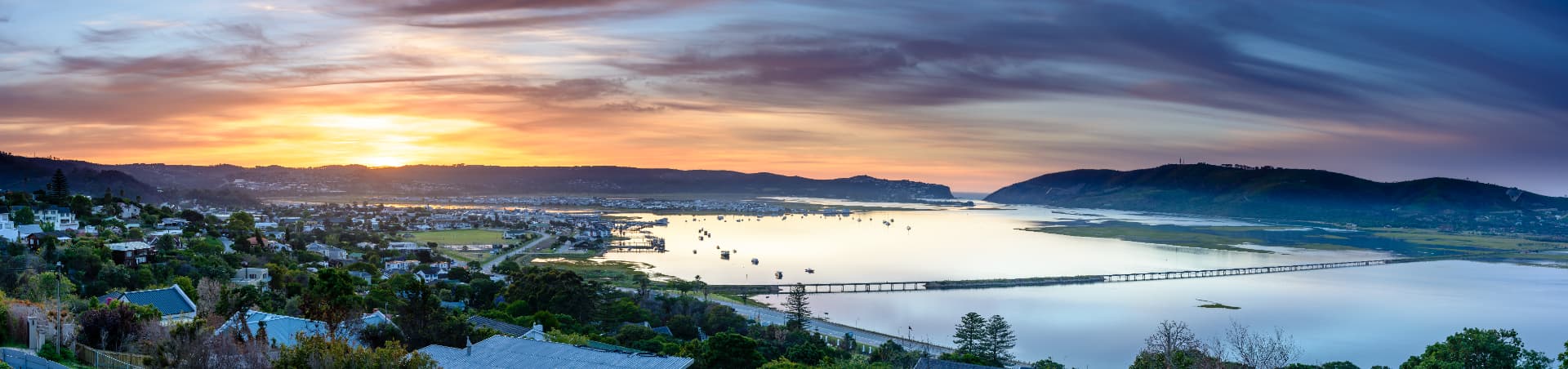 Sunset over the Knysna lagoon